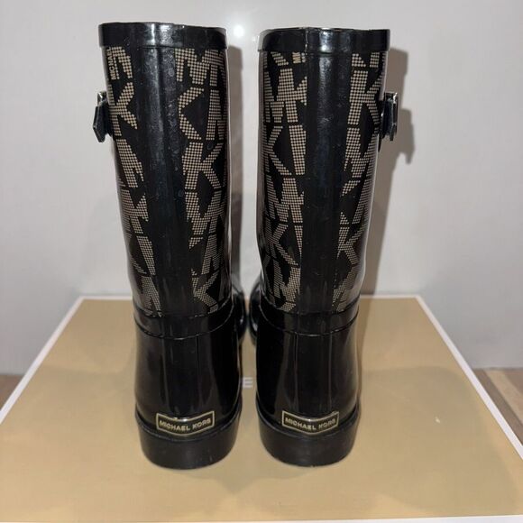 Michael Kors Signature MK Logo Mid Calf Rubber Rain Boots Size 10‎ - Picture 4 of 10